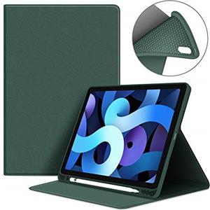 VAGHVEO Custodia per iPad Air 11 Pollici 2024, iPad Air 10,9 Pollici 2022/2020(5./4.Generazione) Smart Cover con Portapenne, Flessibile Elevato Morbido TPU Silicone Cover Posteriore Shell, Verde Scuro