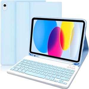 YUEJIDZ iPad A16 11 Generazione 2025/Custodia Tastiera per iPad 10 Generazione 2022, Custodia per Tastiera Magnetica Staccabile con Portamatite (Layout Italiano, QWERTY) per iPad 11/10.9 Pollici, Blu