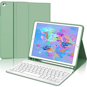 JADEMALL Custodia con Tastiera per iPad 9.7, iPad 6a/5a Generazione 2018/2017, iPad Air 2/1 2014/2013, Pro 9.7, Cover con Tastiera Bluetooth Magnetica Staccabile, Verde Chiaro