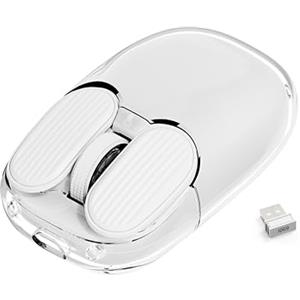 MAMBASNAKE Mouse Wireless, 2.4 GHz Mini Ricevitore, Simpatico Silenzioso Senza Fili, 7 Luci RGB, Trasparenti, Tracciamento Ottico 1600DPI, Mouse Portatile Ricaricabile 400mAh Silenzioso(Bianco)
