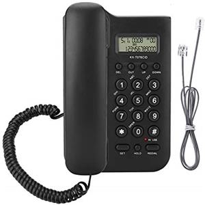Zerone Telefono Fisso, Telefono Muro, Telefono Fissato al Muro con ID Chiamante per l'Home Office(Black)