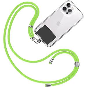 TBOC Cordino Catenella Laccio Strap Porta Cover [Fluoro Verde] Toppa di Fissaggio [Nero] Telefono Cellulare da Collo - Tracolla Catenina Cordini Accessori Telefoni Universale Laccetti