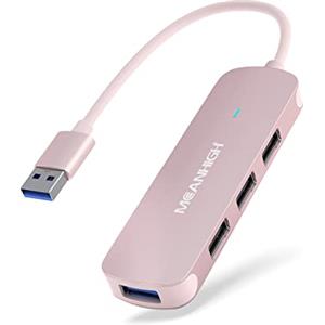 MEANHIGH USB Hub 4-Port per Laptop USB 3.0, USB 2.0 Multiple USB Port Expander Dongle per MacBook, Surface Pro, XPS, PC, Flash Drive, Mobile HDD
