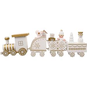 Toddmomy Trenino Natalizio in Legno Set Giocattolo sotto Decorazioni per Albero di Natale Toppers Torta Natalizia Pupazzo di Neve Renna Babbo Natale Ornamento Natalizio