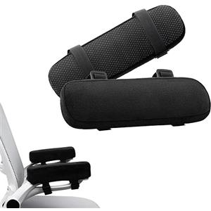 Hezhou 2 pezzi Braccioli imbottiti per braccioli Cuscinetti per braccioli antiscivolo Cuscino per braccioli per sedia cuscino per gomito, per ufficio, sedia da gioco, braccioli in memory foam (nero)