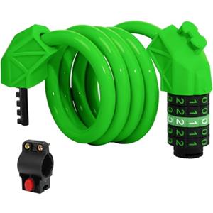 Homoto Lucchetto a combinazione per bicicletta, ad alta sicurezza, 12 mm di spessore, in acciaio, impermeabile, per e-bike, scooter e scooter per bambini, 120 cm di lunghezza (verde)