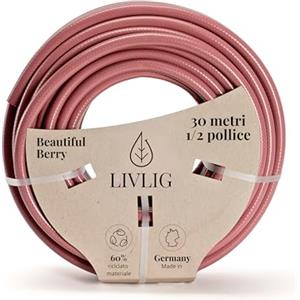 Livlig53 LIVLIG tubo acqua giardino 30 metri, tubo itrrigazione (1/2 pollici) Made in Germany, irrigazione giardino in PVC riciclato, dimensionalmente stabile, colore: Bacche rosse