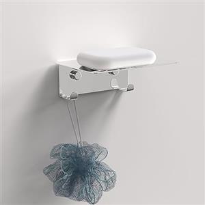 Luxspire Portasapone da Parete, Autoadesivo Porta Saponetta da Acciaio Inox, Porta Saponetta da Muro per Cucina Balcone Bagno, Organizzatore Organizer Piatto di Sapone e Facile da Pulire, Argento