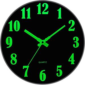 Warminn Orologio da parete luminoso senza ticchettio, silenzioso, 30 cm, al quarzo, moderno, a batteria, facile da leggere per camere, casa, cucina, camera da letto, ufficio, scuola (orologio da