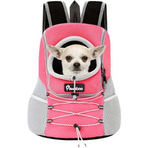 Pawaboo Zaino per Cani, Borsa per Trasporto Cani Traspirante, Zaino da Viaggio Cani Gatti Regolabile, Contenitore da Trasporto per Animali Piccoli/Medi, per Campeggio Passeggiata, Taglia S, Rosa