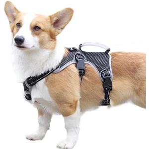 Paworld Pettorina Antifuga per Cani, Supporto Multiplo, Completamente Riflettente con Manico Imbottito, Traspirante, Resistente, Gilet Regolabile per Passeggiate, Addestramento e Corsa (Nero, L)
