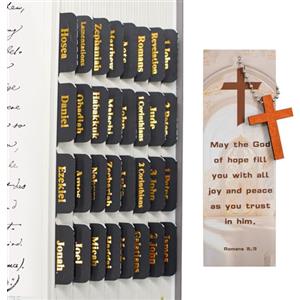 VANRA Tabs Bibbia per uomini e donne, 96 pezzi, linguette della Bibbia laminate nere con scritte dorate grandi stampe bibliche forniture per diario biblico per Vecchio e Nuovo Testamento