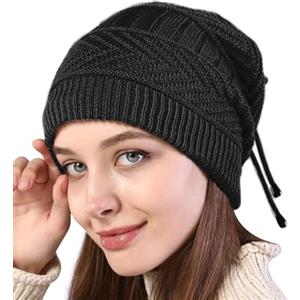 YBCCBY Berretti in Maglia Caldo,Berretto Invernale da Donna,Cappello Invernale Donna,Cappello Beanie da Donna per Sport, Sci, Corsa Adatto alla Circonferenza della Testa 50cm-63cm