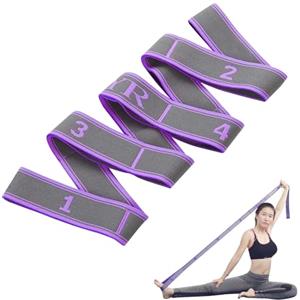 Naapesi Fasce elastiche per yoga e stretching, con 9 anelli regolabili, per fisioterapia, pilates, yoga e ginnastica (viola)