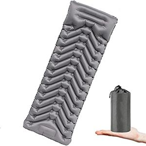 NIKYJM Materassino Campeggio Autogonfiabile, Materassino Gonfiabile Ultraleggero Impermeabile con Pompa a Pedale e Cuscino per Escursionismo Trekking Tenda Viaggi - Spessore 9cm, Grigio