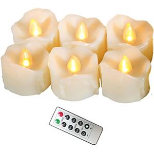 Erosway Candele elettriche, realistiche sfarfallanti a batteria, 200 ore di utilizzo non stop con timer a 2/4/6/8 ore e telecomando a 10 tasti(bianca)