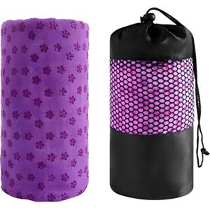 Naapesi Telo Yoga Antiscivolo Grip, Morbido Tappetino da Yoga,Coperta Yoga,Asciugatura Rapida Telo da Yoga Asciugamano,Antiscivolo, Microfibra, Super Morbido,per Lo Fitness, Esercizi e Sport (Viola)