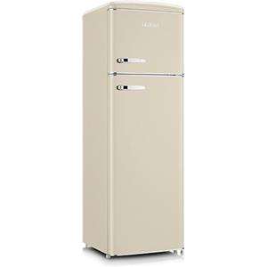 SEVERIN RKG 8985 [EEK D] frigorifero retrò con applicazioni cromate, congelatore superiore, illuminazione a LED, 1-7°C, volume netto 246 L, solo 39 dB, crema, RKG 8985