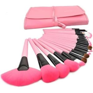 XLKJ Set di 24 pezzi Pennelli Cosmetici,Pennelli Make Up Eyeshadow Lip Pennelli Trucco(Rosa)