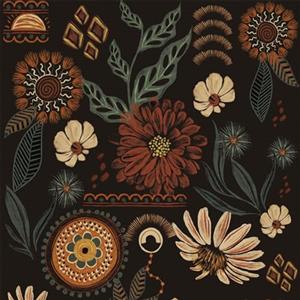 ICYEHAO Carta da Parati Autoadesiva Floreale Nero,44 x 600cm Carta Adesiva per Mobili Nero e Beige Carta Parati Boho Carta da Parati Scura Carta da Parati Piante per Bagno,Soggiorno,Cucina e Camera da Letto