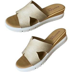 Patrizia Azzi Sandalo Ciabatta Donna Elegante Sintetico glitterato Sottopiede Memory Made in ITALY Suola ultraflex antiscivolo (Platino, Sistema Taglie Calzature EU, Adulto, Donna, Numero, Media, 39)