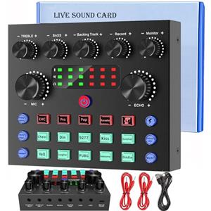Sicomne Console DJ Mixer Audio Karaoke con Microfono Scheda Audio Con Voce, Sicomne Interfaccia Mixer Audio PC Professionale Consolle da DJ Bluetooth USB Streaming Karaoke Pacchetto Attrezzatura Podcast
