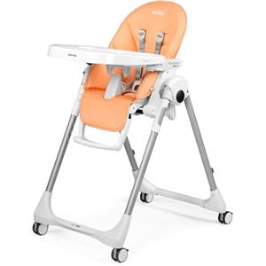 Peg Perego PEG Prima Pappa Follow Me Seggiolone Pappa Neonati Reclinabile, Funzione Sdraietta, 4 ruote, Pieghevole e Ultracompatto, per Bambini da 0 a 3 Anni (0-15 kg), Peach