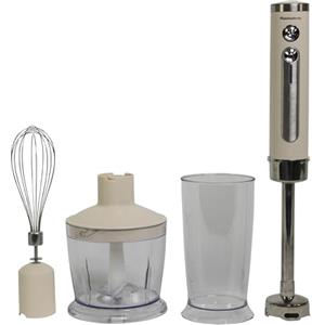 Melchioni Family | Frullatore ad Immersione ARIEL, Senza Fili Ricaricabile, Set con Sbattitore, Tritatutto, Frullatore e Bicchiere Graduato 600ml, Colore Bianco