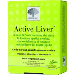 NEW NORDIC Active Liver - Integratore Epatico con Cardo Mariano, Carciofo, Curcuma e Colina - 30 Compresse