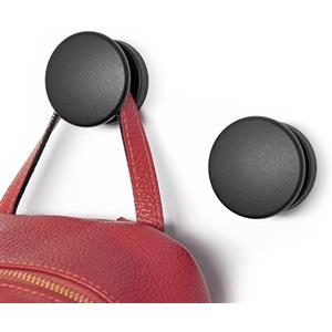 KalaMitica - Set 2 Appendi Cappotto e Appendi Borse Magnetici Piccoli, con Magnete permanente al Neodimio, Antiscivolo e Antigraffio - Nero Laccato