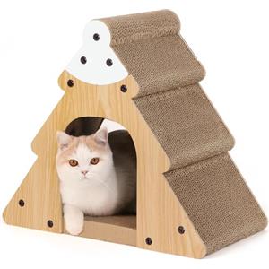 FUKUMARU Tiragraffi Cartone per Gatti, Tiragraffi per Gatti Adulti, a Forma di Albero.(L:48cm x W:25cm x H:43cm) Tiragraffi Aiuta il Gatto ad Allungare e Graffiare. Apportare Beneficio al Collo.