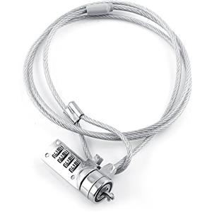 Tosuny Lucchetto a Combinazione per Laptop, Serratura antifurto a Combinazione di Password a 4 cifre Lucchetto a Catena per Notebook, Desktop, Docking Station, Argento