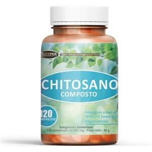 Hyper Chitosano Glucomannano 120 Compresse - Dimagrante che Favorisce la Perdita di Peso agendo come Brucia grassi e Riduce la Fame Nervosa riducendo i carboidrati ed i ed i Grassi Assorbiti