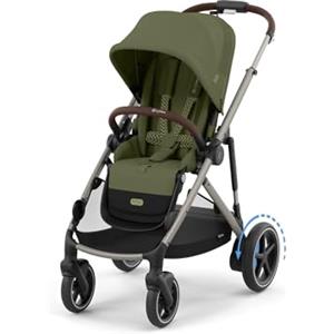 CYBEX Passeggino Gold e-GAZELLE S, dalla nascita a circa 4 anni, max. 22 kg (modalità singola) / 2x 22 kg (modalità duo), sistema all-in-1 con azionamento elettrico e 20+ configurazioni, verde muschio