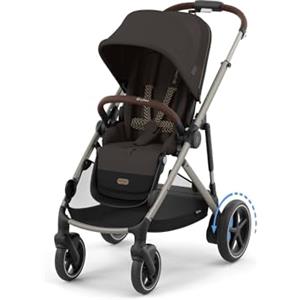 CYBEX Passeggino Gold e-GAZELLE S, max. 22 kg (modalità singola) / 2x 22 kg (modalità duo), sistema all-in-1 con azionamento elettrico e 20+ configurazioni, Chocolate Brown