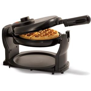Bella Macchina per Waffle Belgi Girevole con Piastre Antiaderenti, Vassoio di Raccoglimento Rimovibile, Controllo Regolabile della Doratura e Maniglie Cool Touch, Nero