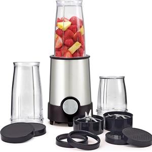 BELLA Mini Frullatore Elettrico Portatile Rocket in Acciaio Inossidabile, Set da 12 Pezzi, Mixer e Tritatutto per Smoothies, Frullati e Salse, 240 Watt, Nero