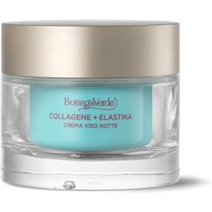Bottega Verde - Collagene + Elastina, Crema Viso Notte Antietà e Antirughe, 50 ml, Azione Elasticizzante, Favorisce la Produzione di Collagene e Elastina, Tutti i Tipi di Pelle