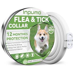 Inpumo Collare Antiparassitario Per Cani, Naturali antipulci per cani, Oli Essenziali Naturali Al 100%, Efficacia 12 Mesi con Ingredienti Antipulci per Cani (1 Pack)