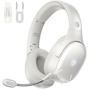 PHOINIKAS Cuffie Bluetooth, 2.4Ghz Cuffie Gaming Wireless, Bluetooth per Telefono/Portatile, Dongle 2.4Ghz per PC/PS4/PS5/TV/Switch, Microfono a Cancellazione di Rumore, Batteria 30 H, Luce LED