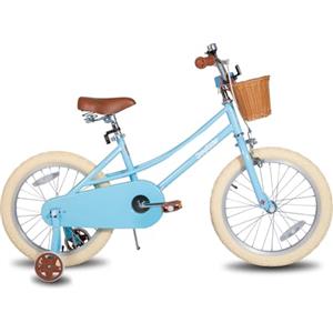 JOYSTAR Bicicletta per bambini da 18 pollici, per bambini da 6 a 9 anni, con ruote di supporto e cestino, per bambini, blu