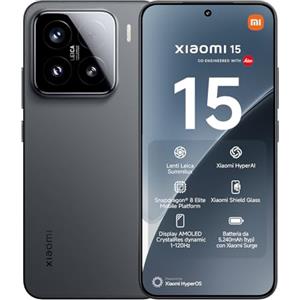 Xiaomi 15 (Smartphone), 12+256GB, Nero, Lenti Leica Summilux, Fotocamera principale Leica da 50MP, Batteria da 5.240mAh, Ricarica HyperCharge da 90W, HyperAI (Caricabatterie non incluso)