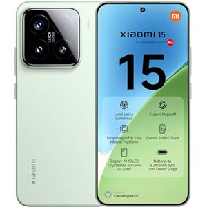 Xiaomi 15 (Smartphone), 12+256GB, Verde, Lenti Leica Summilux, Fotocamera principale Leica da 50MP, Batteria da 5.240mAh, Ricarica HyperCharge da 90W, HyperAI (Caricabatterie non incluso)