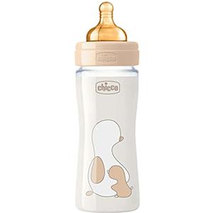 Chicco Original Touch Biberon, Vetro, Neutro, Flusso Lento, Beige, 240 ml