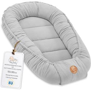 Totsy Baby Riduttore lettino neonato - 90x50 cm baby nest trasportabile per neonati nido culla pod cocoonababy babynest antisoffoco Grigio Mussola C