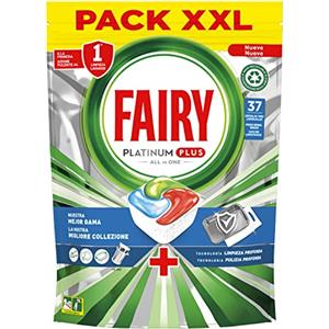 Fairy Platinum Detersivo Pastiglie Lavastoviglie Plus, Brillantante, 37 Capsule Lavastoviglie, Brezza Di Erbe Fresche, Tecnologia Pulizia Profonda, Contro Il Grasso E Le Incrostazioni Ostinate