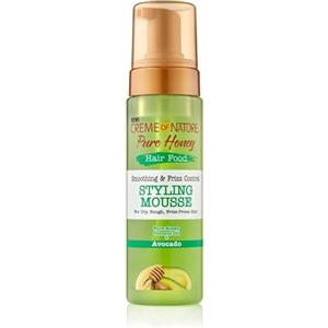 Creme of Nature, Pure Honey Hair Food Avocado, Mousse Modellante a Base di Olio di Avocado e Miele, Definisce i Ricci e Riduce Effetto Crespo, Trattamento per Capelli Ricci, Mossi e Crespi, 207ml