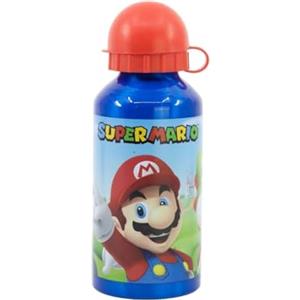 My sweety pop - Borraccia - Alluminio - Per bambini - Presepe - Scuola - Vacanze - Pasti - 17,5 cm - 400 ml - Idratazione - Idea Regalo - Super Mario - Blu - per ragazzo