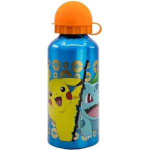 My sweety pop - Borraccia in alluminio - per bambini - asilo - scuola - vacanze - pasto - 17,5 cm - 400 ml - idratazione - idea regalo (Pokémon - blu)