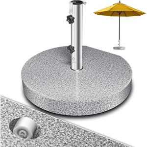 KESSER® Supporto per ombrellone in granito con tubo in acciaio inox, di alta qualità, con base rotonda, 30 kg, per bastoni fino a 16 - 48 mm, incl. maniglia per il trasporto da giardino, balcone,